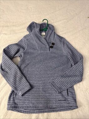 Avalanche Blue Striped Shawl-Collar Pullover Sweater